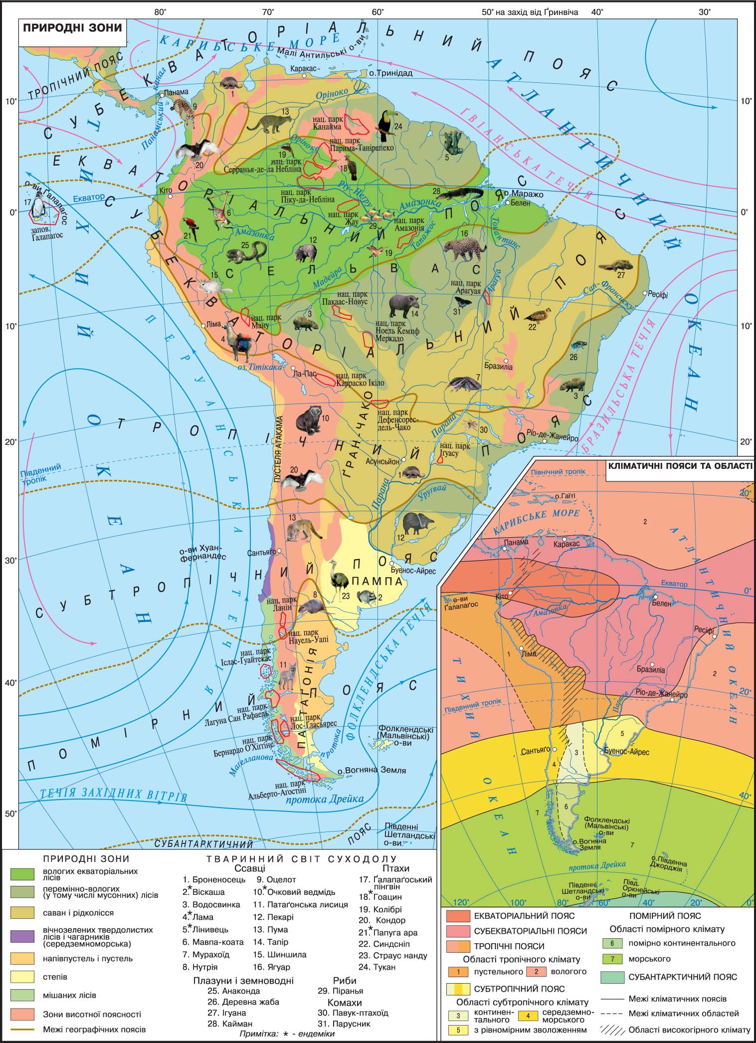 Климатическая контурная карта южной америки. Карта природных зон Южной Америки. Карта природные зоны Южной Америки карта. Карта природных зон Южной Америки атлас 7 класс. Природные зоны Южной Америки атлас.